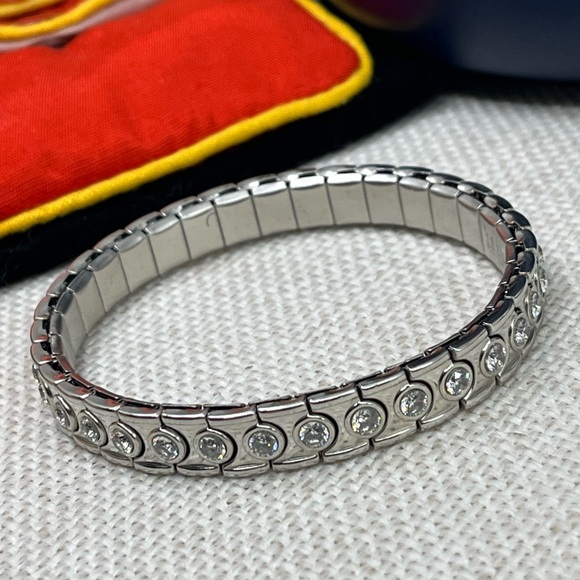 Vintage Stainless Steel CZ Flex Bracelet - Picture 3 of 16